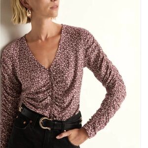 Nation LTD Burgundy Floral Long Sleeve Top